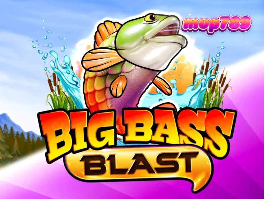 Tampilan visual slot Big Bass Blast dengan tema memancing futuristik dan elemen neon.